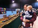 Josh and Daddy looking at a train